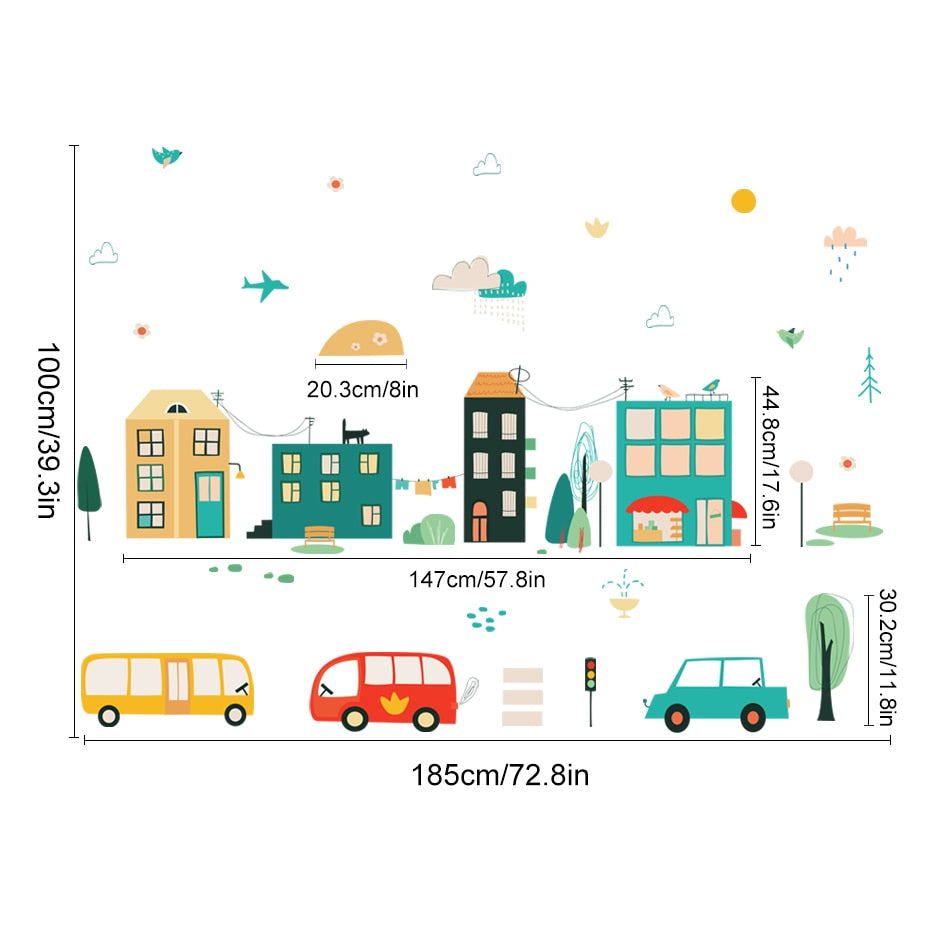 Cartoon Wall Decals City Landscape