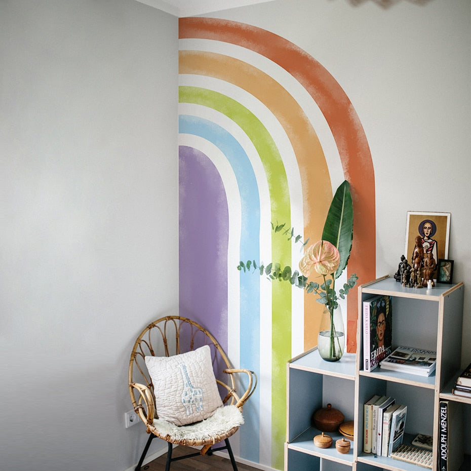 Boho Wall Decal Large Rainbow Watercolor
