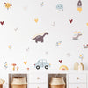 Cartoon Wall Decals Dinosaur Airplane Car