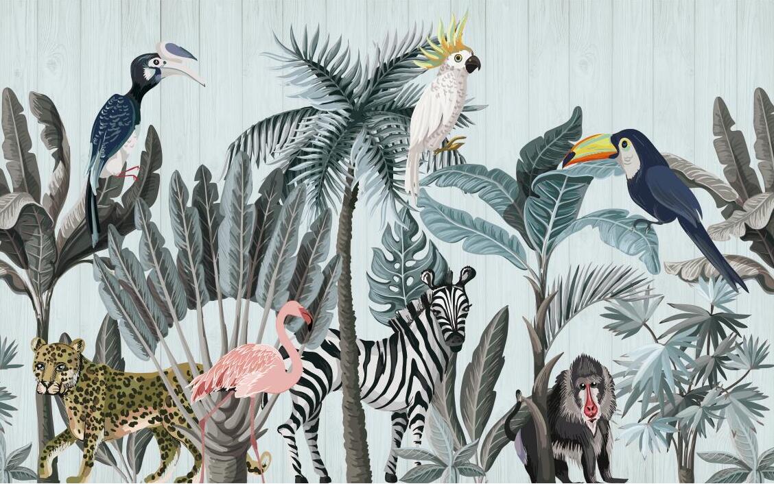 Nightfall Safari Animals Nursery Wallpaper Mural