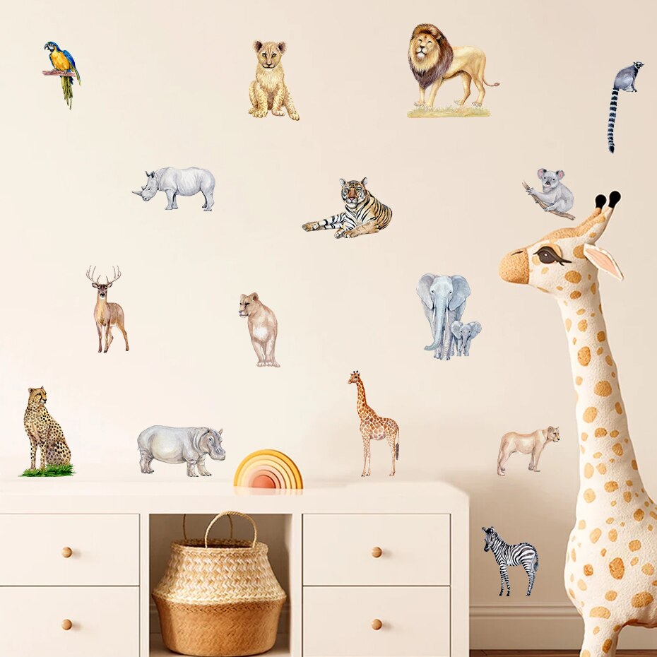 Wall Decals Wild Animals And Tree