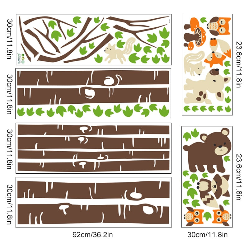 Nursery Wall Decals Large Woodland Animals