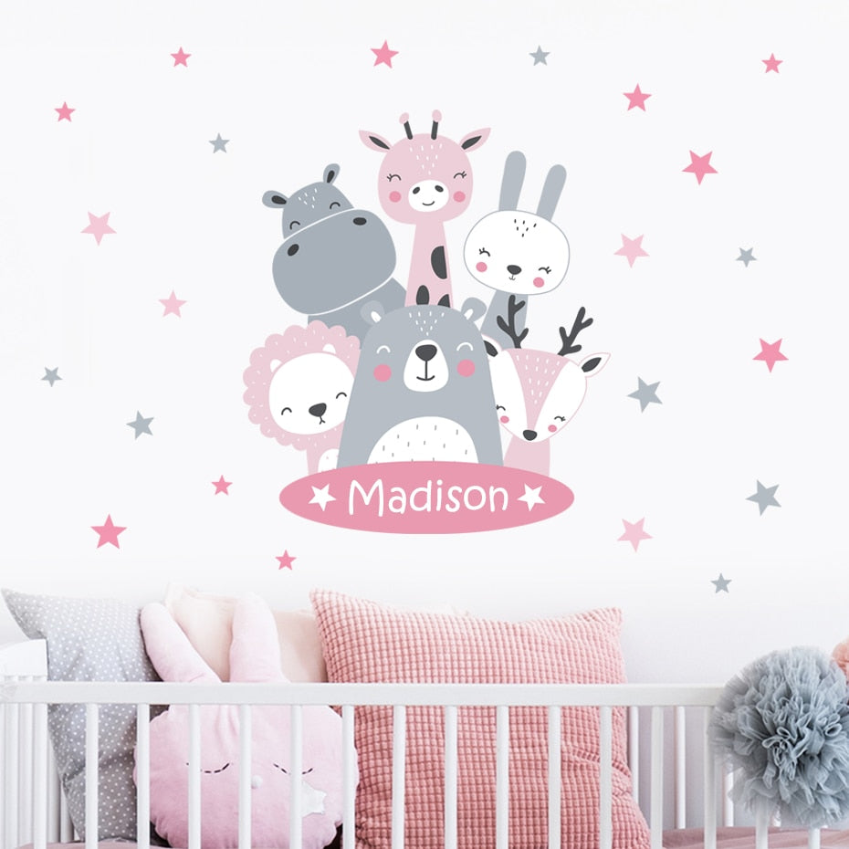 Custom Name Wall Decals Animal Friends