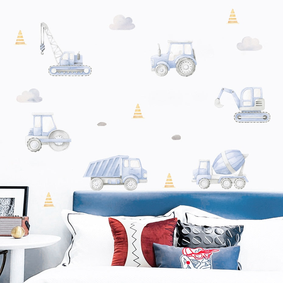 Cartoon Engineering Vehicle Wall Decals