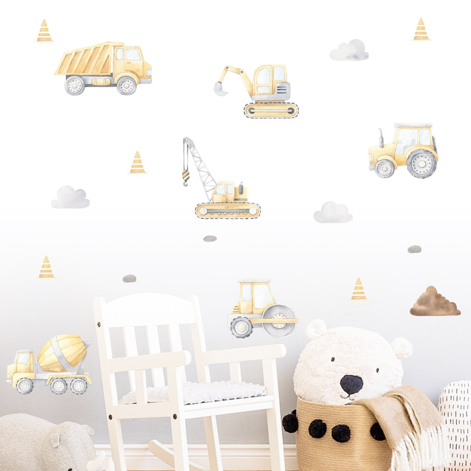 Cartoon Engineering Vehicle Wall Decals