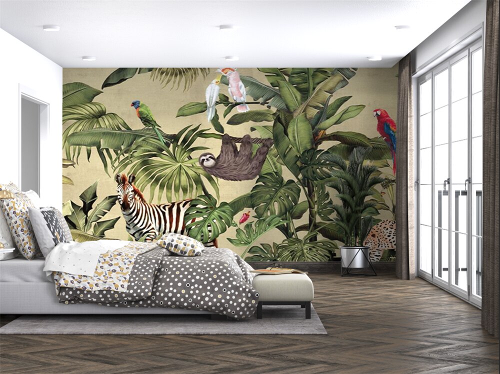 Rainforest Sloth and Animals Wallpaper Mural