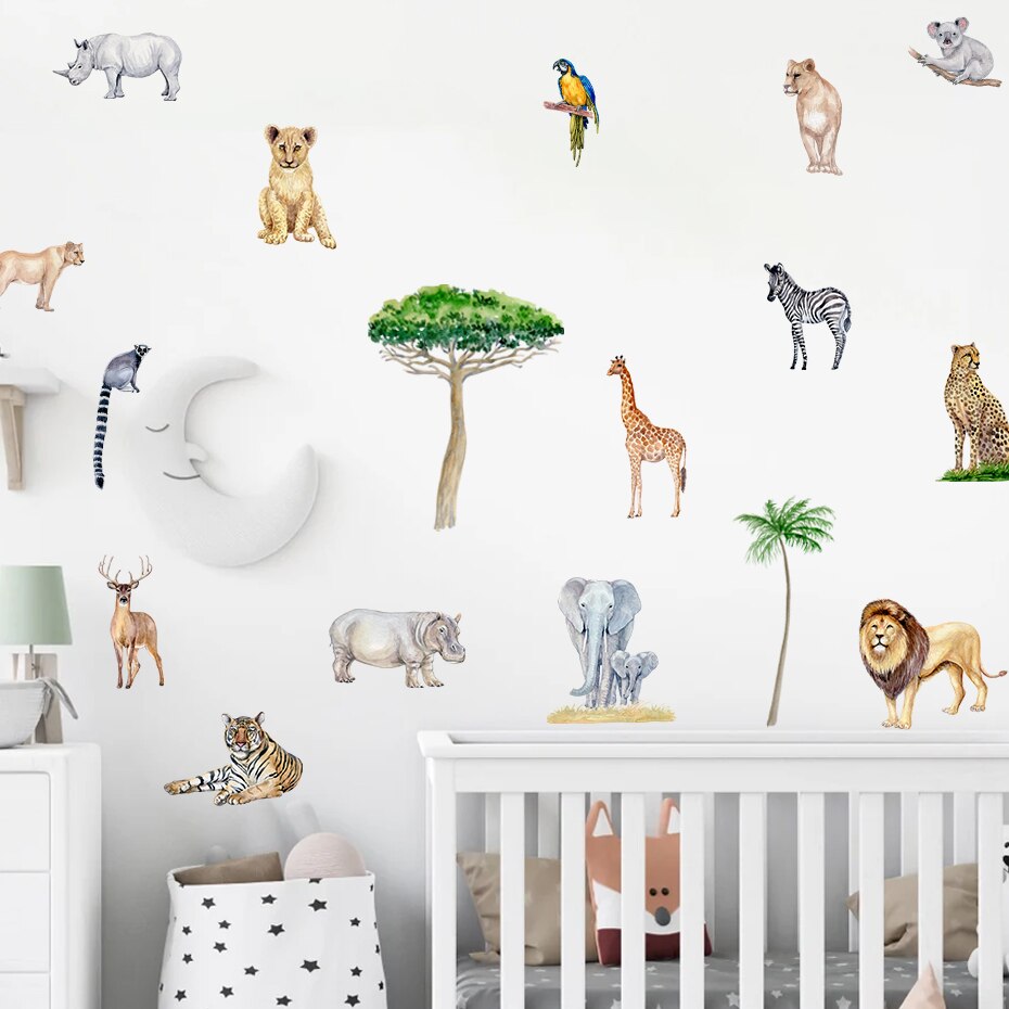 Wall Decals Wild Animals And Tree