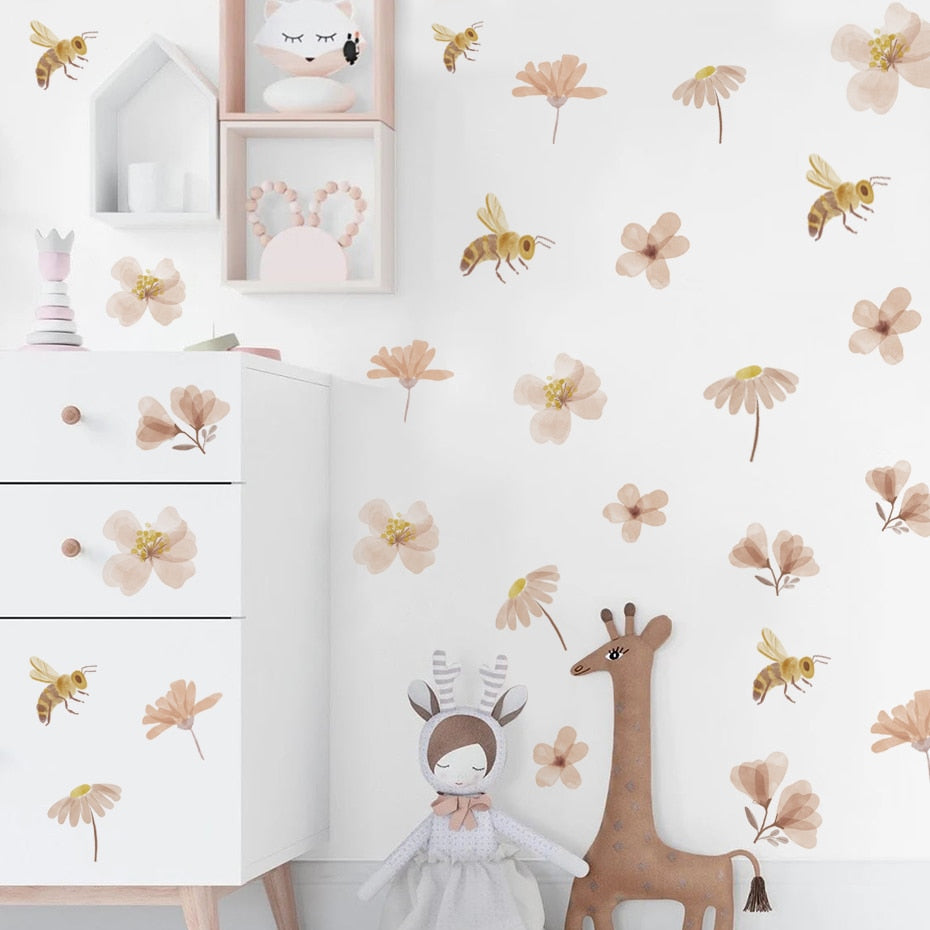 Nursery Wall Decals Bee Flowers