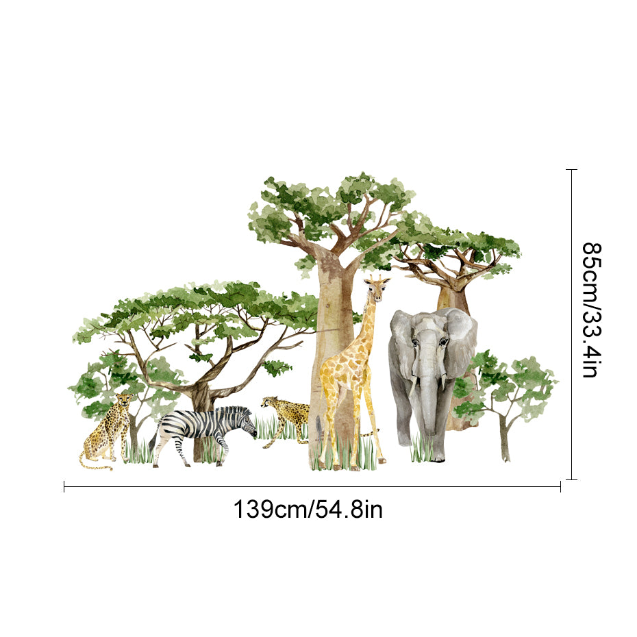 Nursery Wall Decals Large Tropical Forest Animals