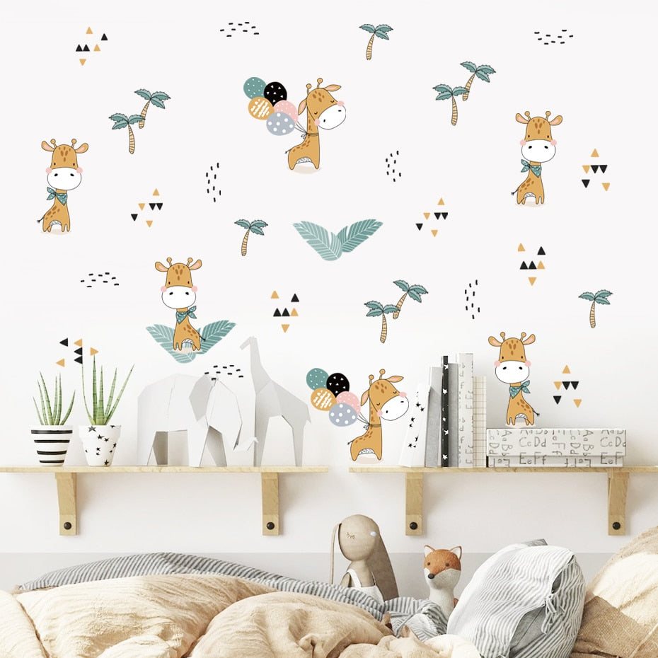 Cartoon Wall Decals Cute Happy Giraffe