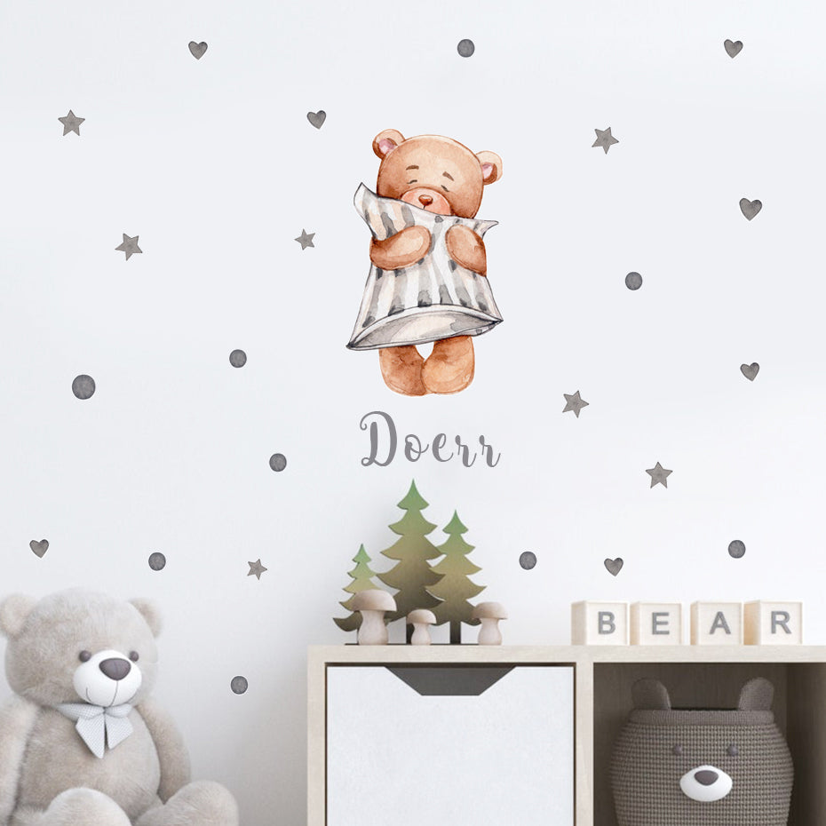 Custom Name Wall Decals Sky Cute Bears