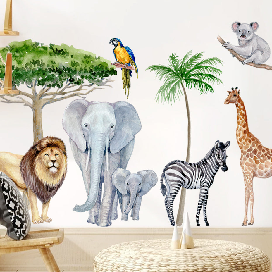 Nursery Wall Decals Large Africa AnimalsTree