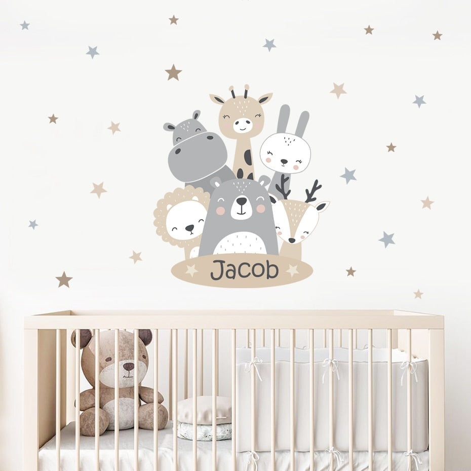 Custom Name Wall Decals Animal Friends