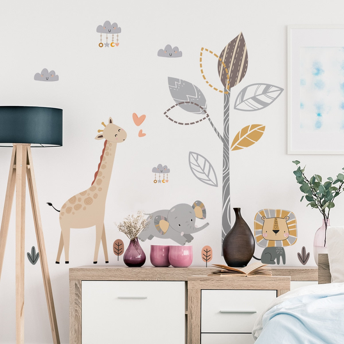 Cartoon Wall Decals Boho Cute Animals