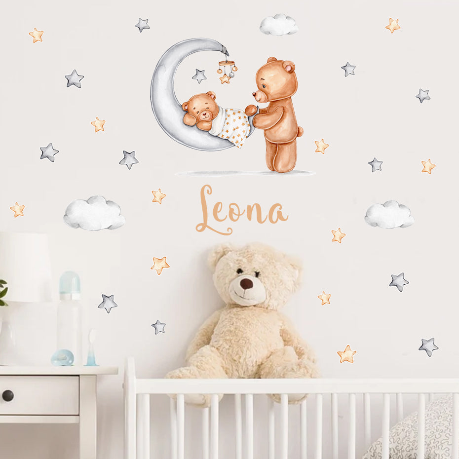 Custom Name Wall Decals Little Bear Stars