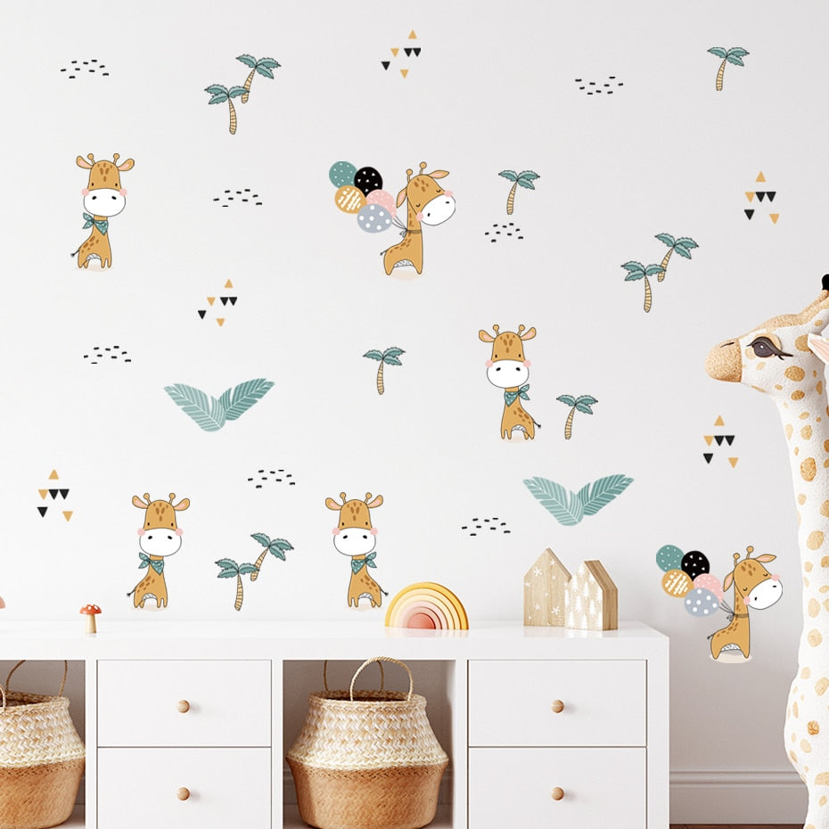 Cartoon Wall Decals Cute Happy Giraffe