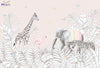 Pink Light Tones Safari Animals Wallpaper Mural