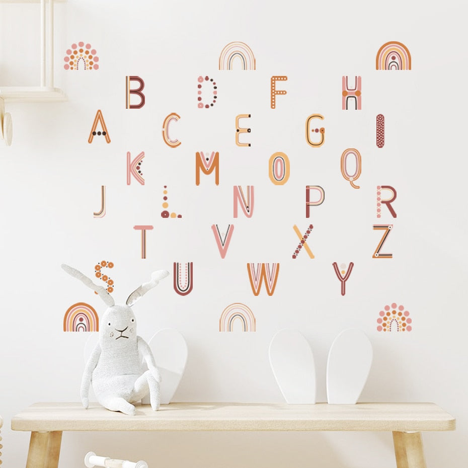 Nursery Wall Decals Colorful Alphabet Letter Rainbows
