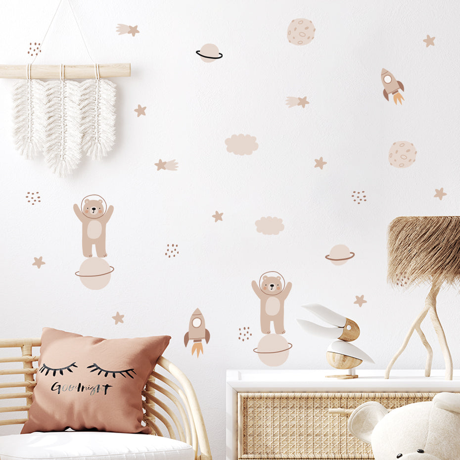 Cartoon Wall Decals Cute Space and Sea