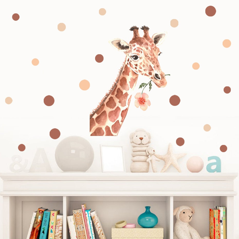 Nursery Wall Decal Cute Giraffe Polka Dots