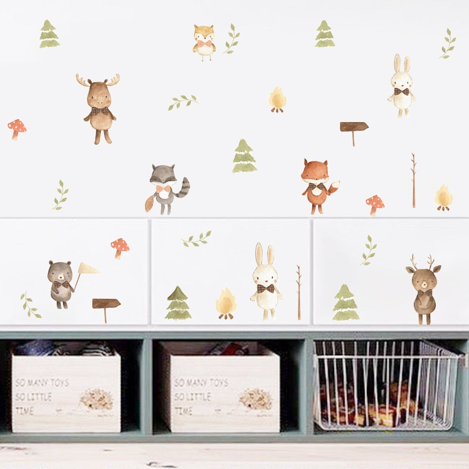 Cartoon Wall Decals Cute Forest Animals