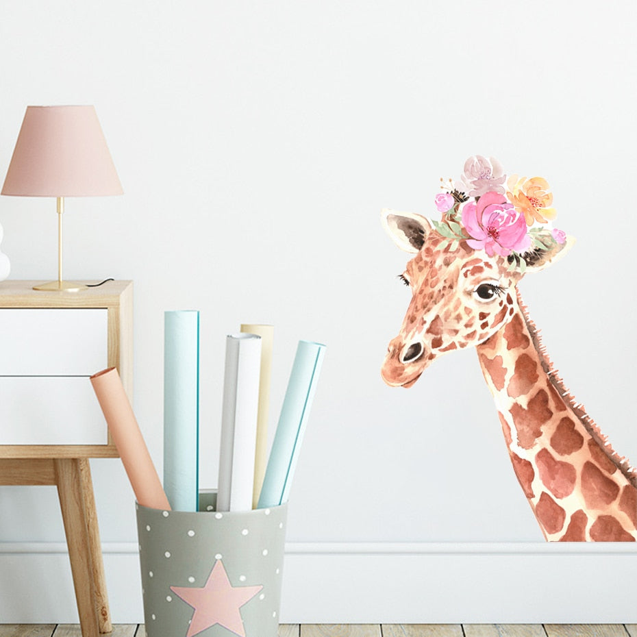 Nursery Wall Decals Floral Giraffe Polka Dots