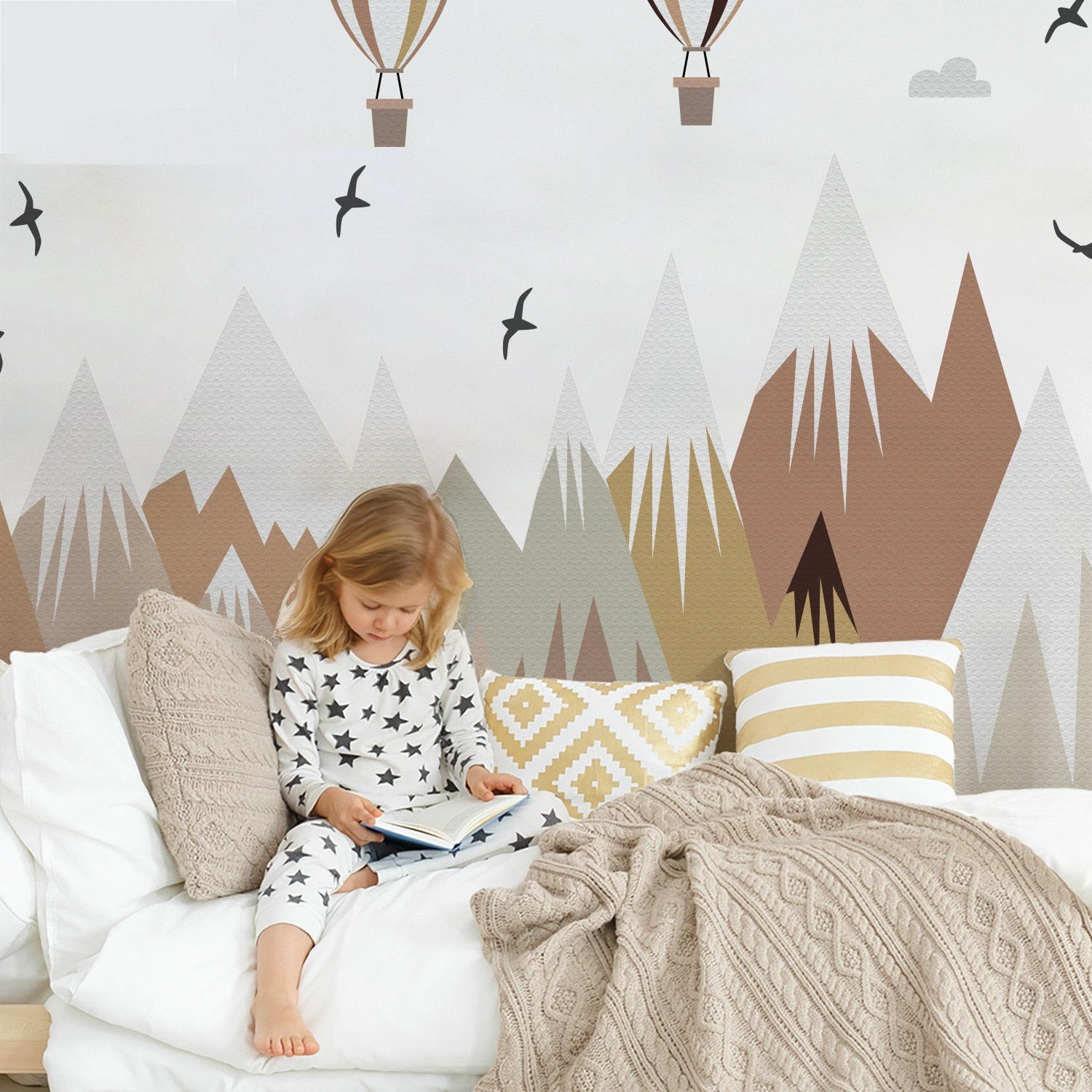 Nursery Wall Decals Nordic Style Large Mountain