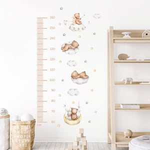 Cartoon Wall Decals Height Measurement Cute Bear