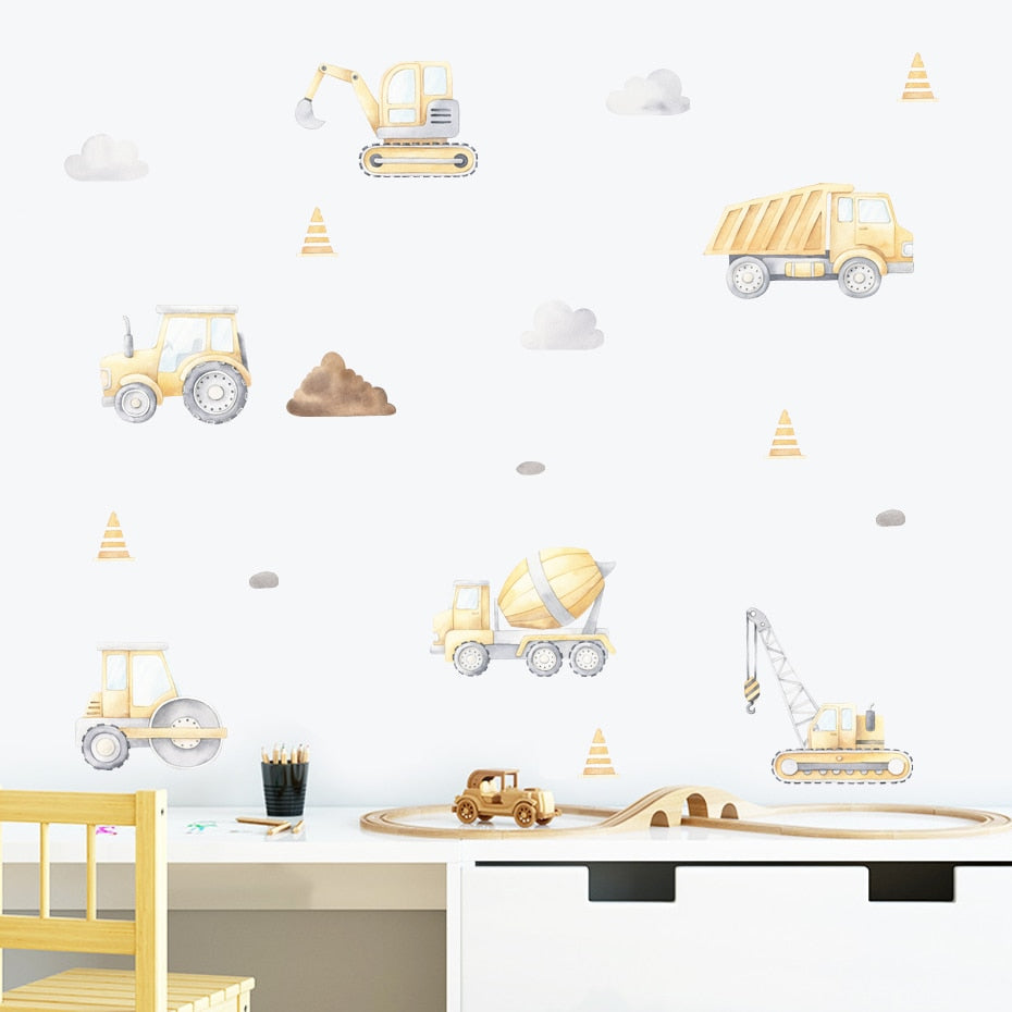 Cartoon Engineering Vehicle Wall Decals