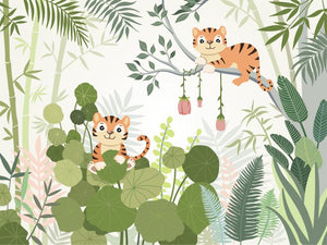 Little Tygers Cartoon Nursery Wallpaper Mural