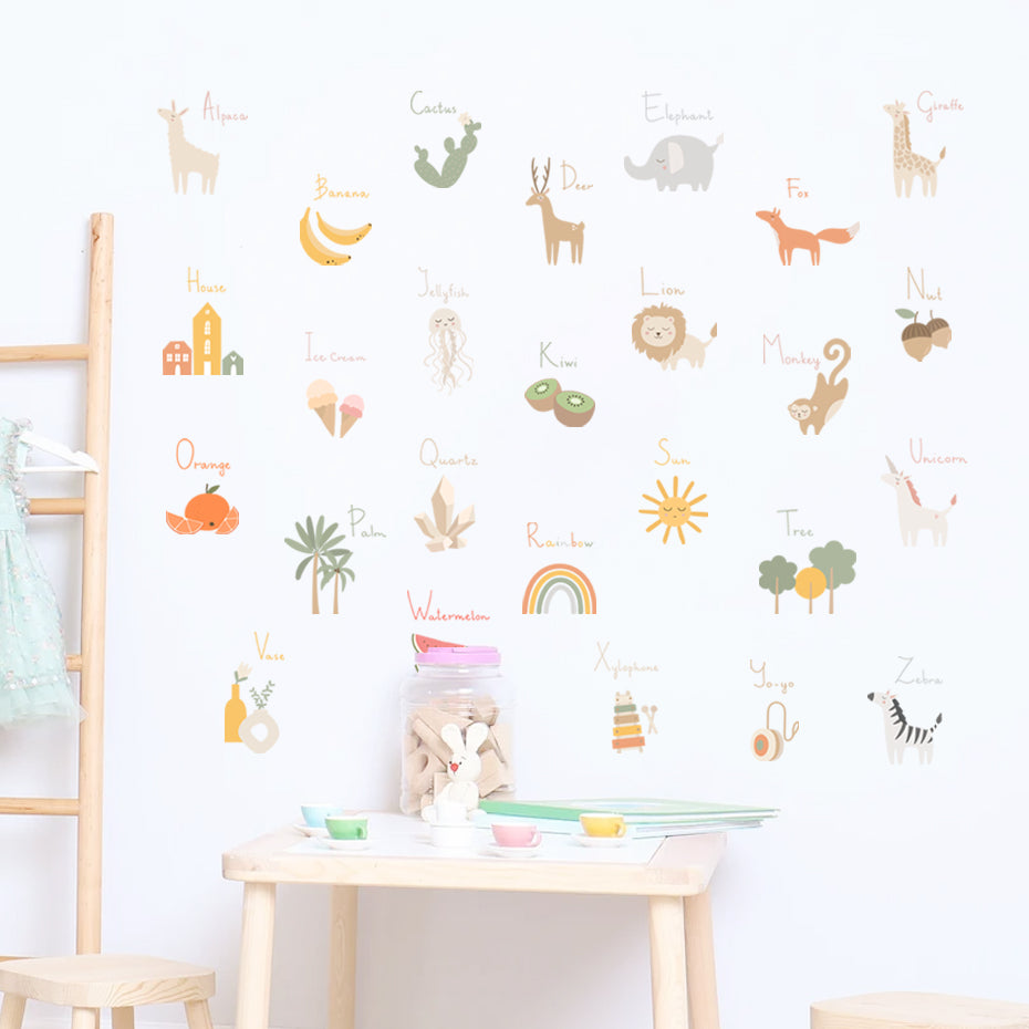 Nursery Wall Decals Animals Fruit Alphabet