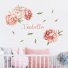 Load image into Gallery viewer, Custom Name Wall Decals Wreath Peony Foliage
