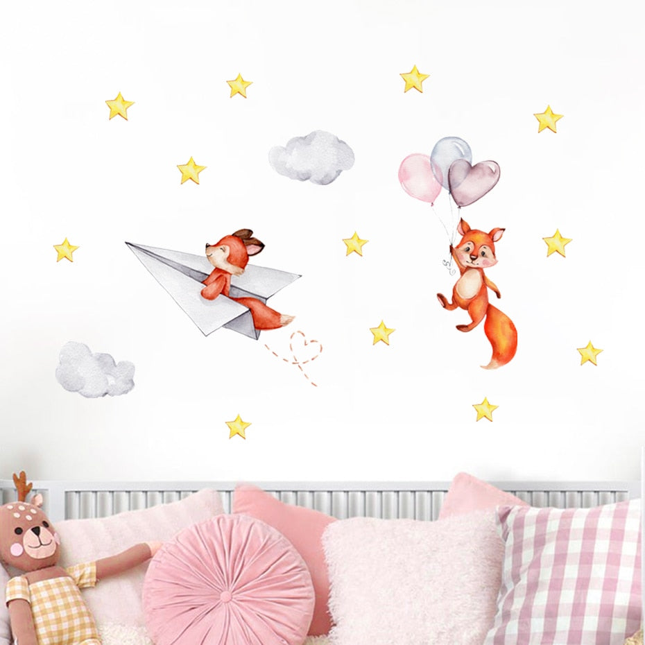 Cartoon Cute Fox Wall Decals