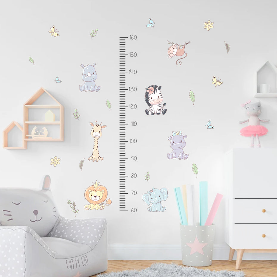 Cartoon Wall Decals Height Measurement Animal design