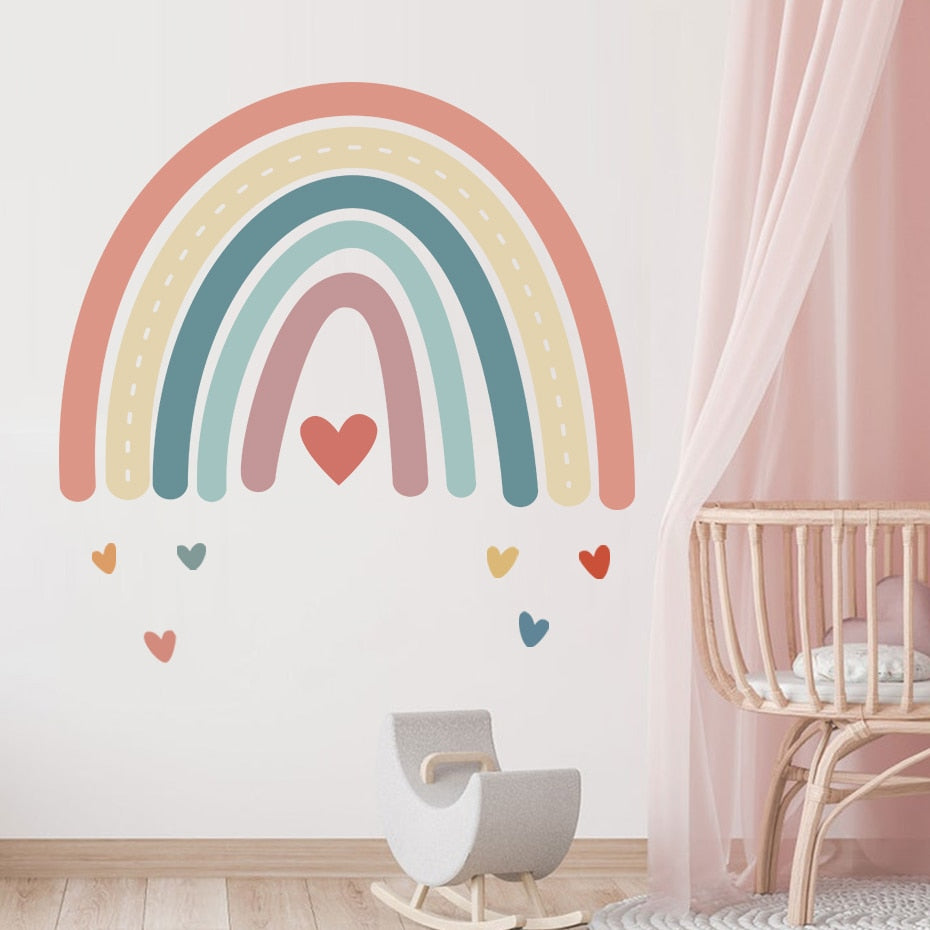 Cartoon Wall Decals Rainbow Hearts