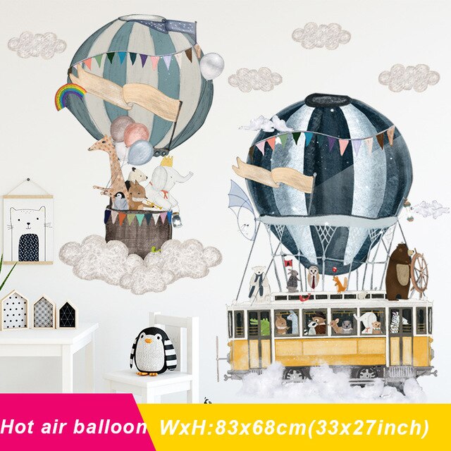 Cartoon Wall Decals Hot Air Balloons And Airplanes