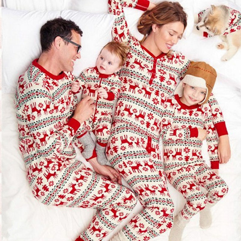 Matching Christmas Pajamas Family Set - Red Deer Pattern