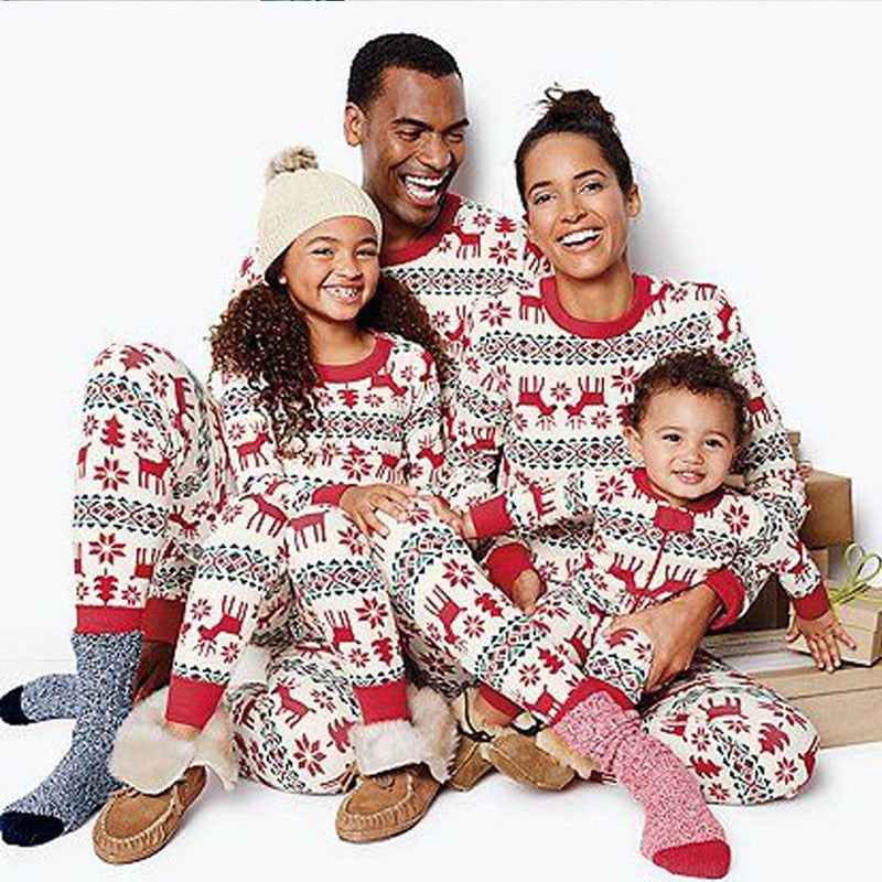 Matching Christmas Pajamas Family Set - Red Deer Pattern