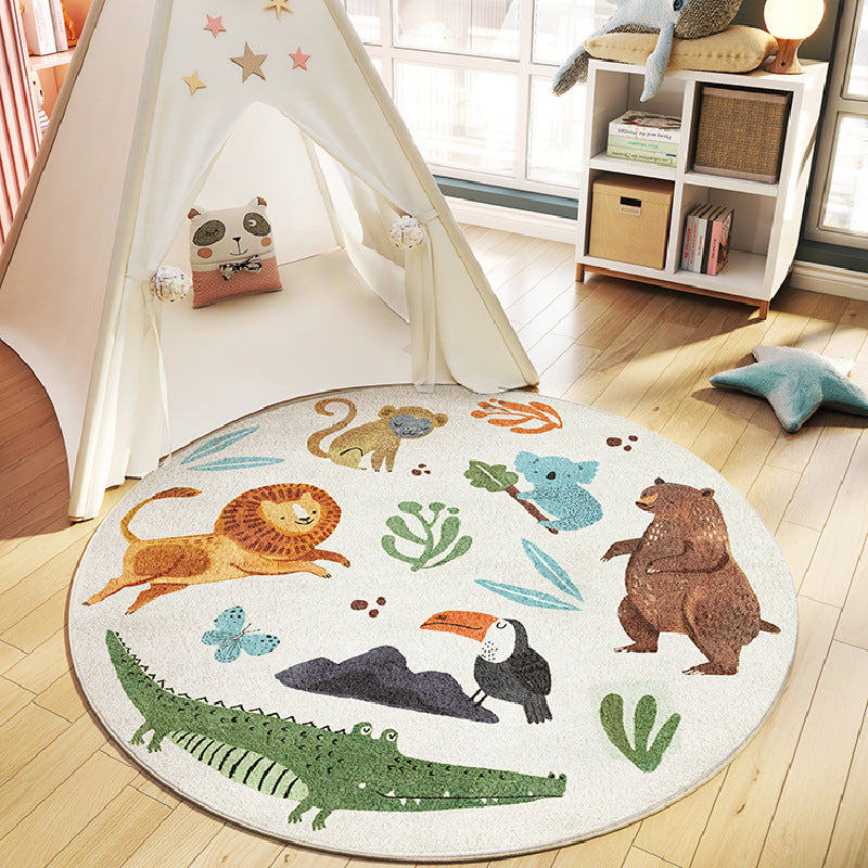 Cartoon Round Nursery Rug Fun Park