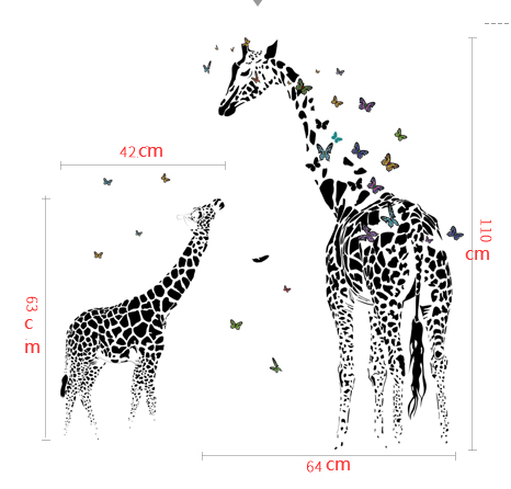 Cartoon Wall Decals Nordic Cute Giraffes