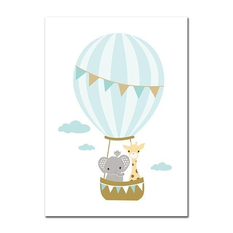 Hot Air Balloon Pattern Canvas Nursery Art Painting