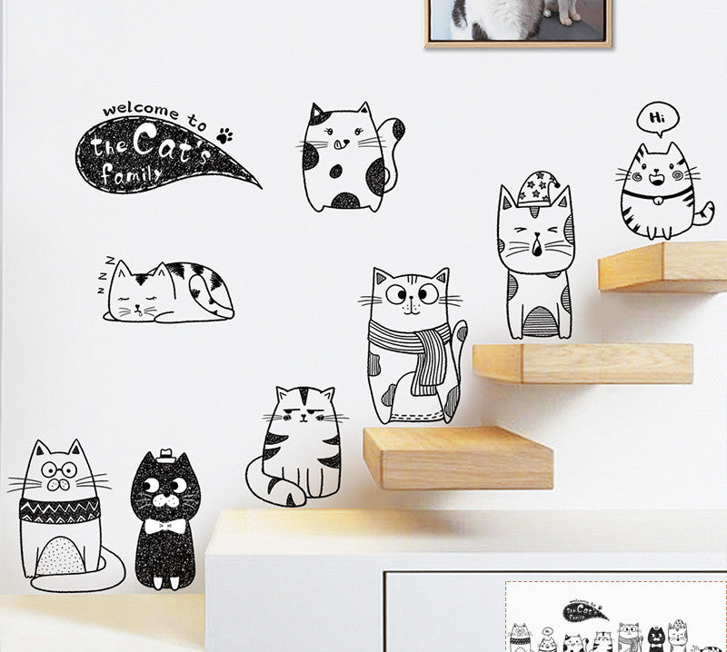 Cartoon Wall Decals Little Cute Cats