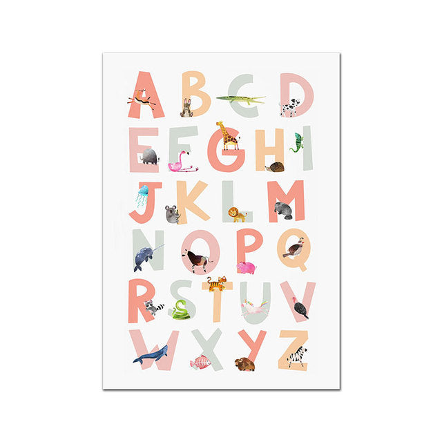 Home Alphabet Animal Educational Poster