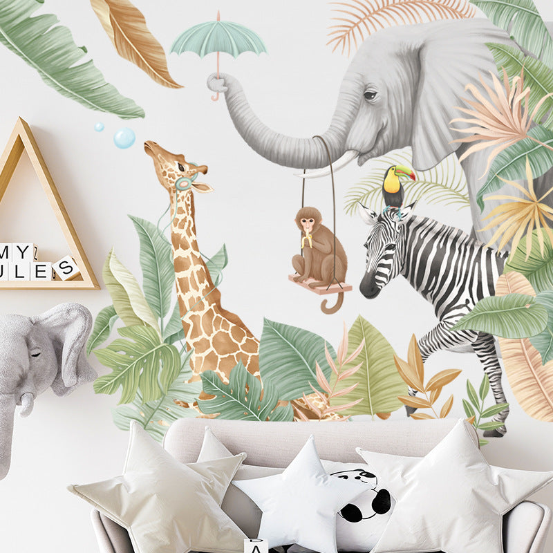 Cartoon Wall Decals Nordic Jungle Animals