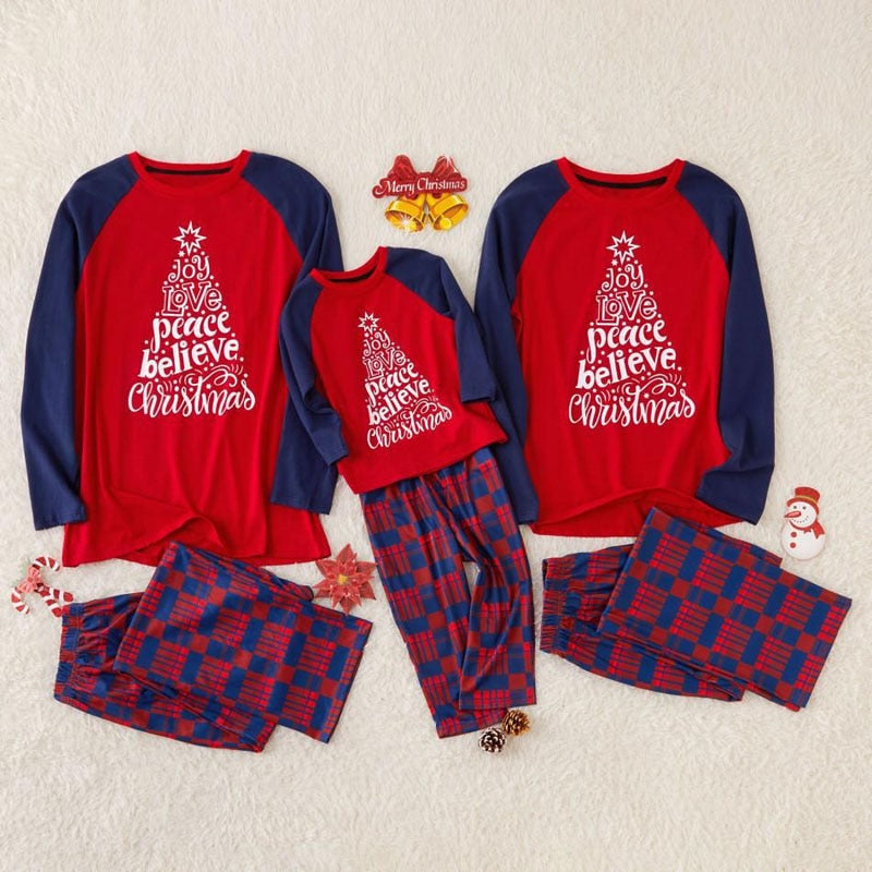 Matching Christmas Pajamas Family Set - Joy Love Peace