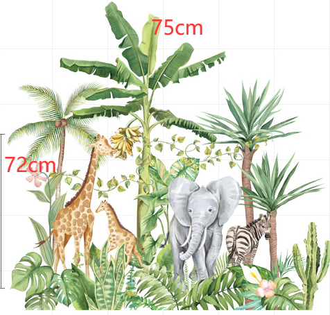 Cartoon Wall Decals Nordic Jungle Animals