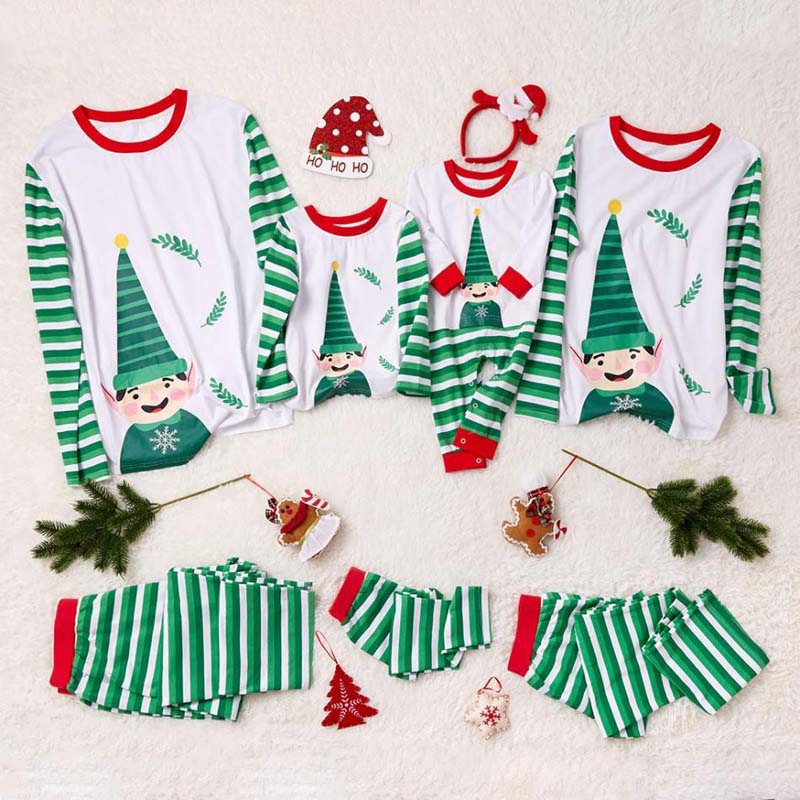 Matching Christmas Pajamas Family Set - Green Elf