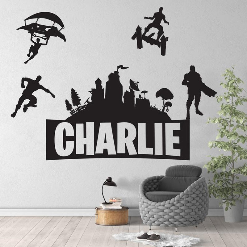 Personalized Name Cartoon Wall Decal Gaming Room