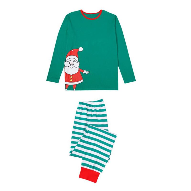 Matching Christmas Pajamas Family Set - Green Stripes Santa