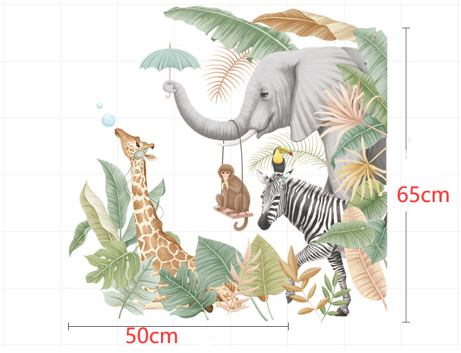 Cartoon Wall Decals Nordic Jungle Animals